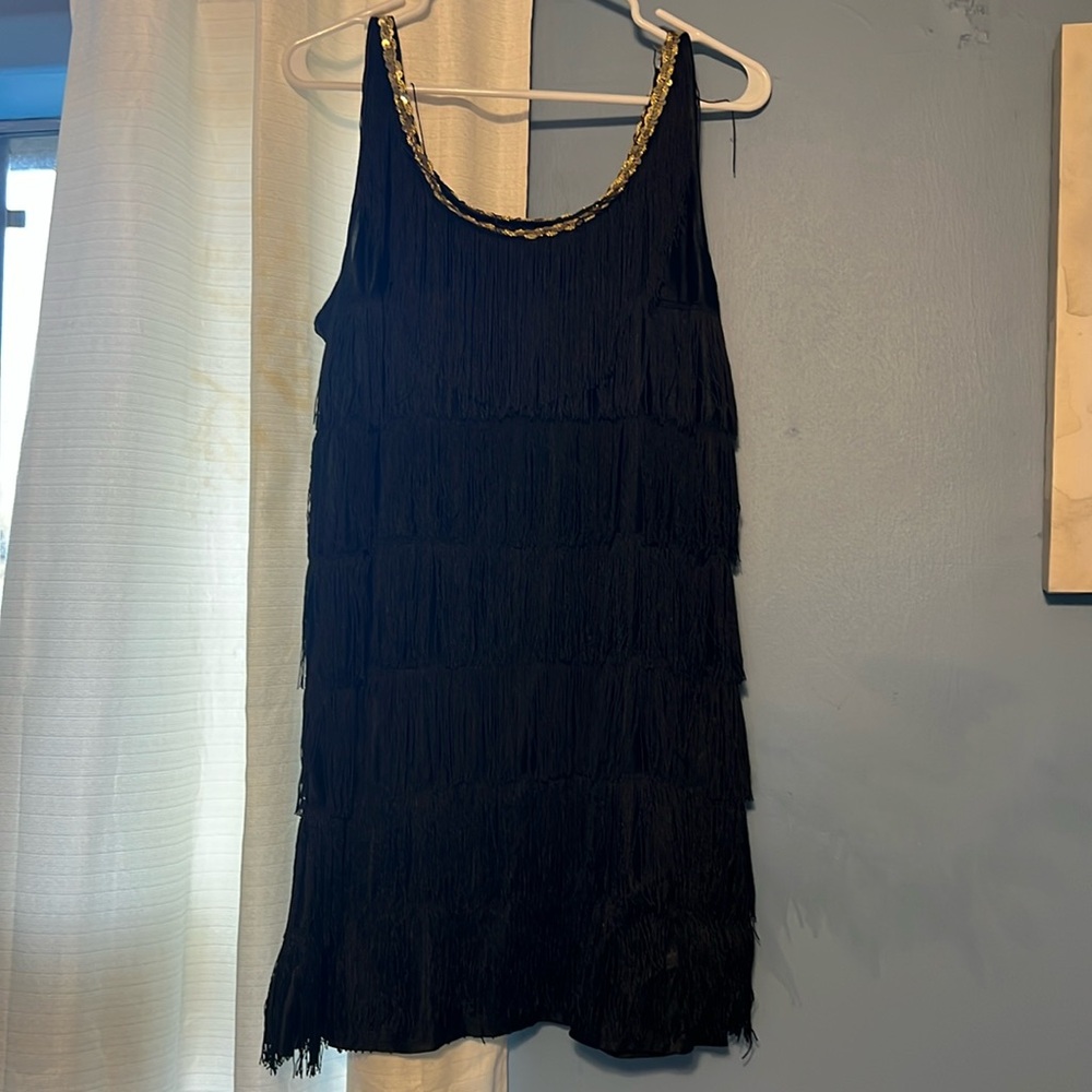 Flapper costume size M/L with purse, feathered headband and pearl necklace